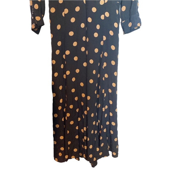Anthropologie Jumpsuit Loveland Polka Dot Wide Leg Black/Tan Size 14 - Picture 8 of 13